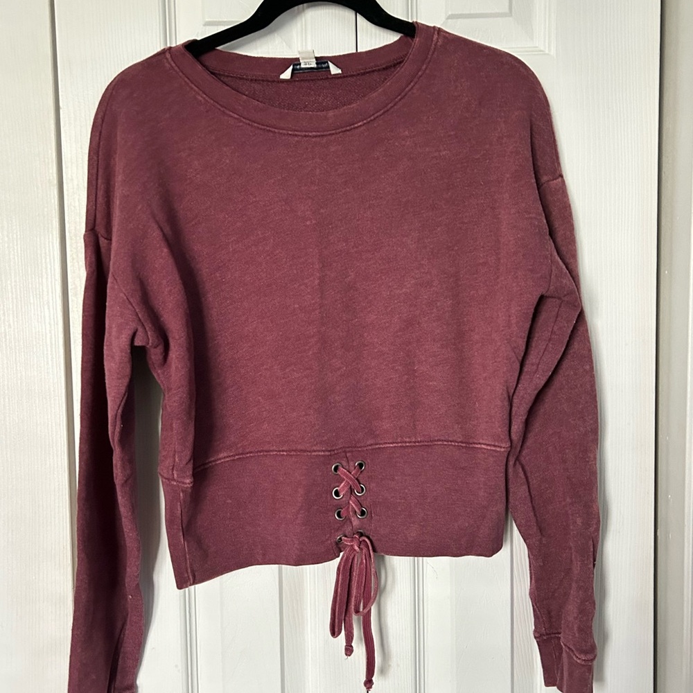Women's Lace-Up Sweatshirt - Mauve